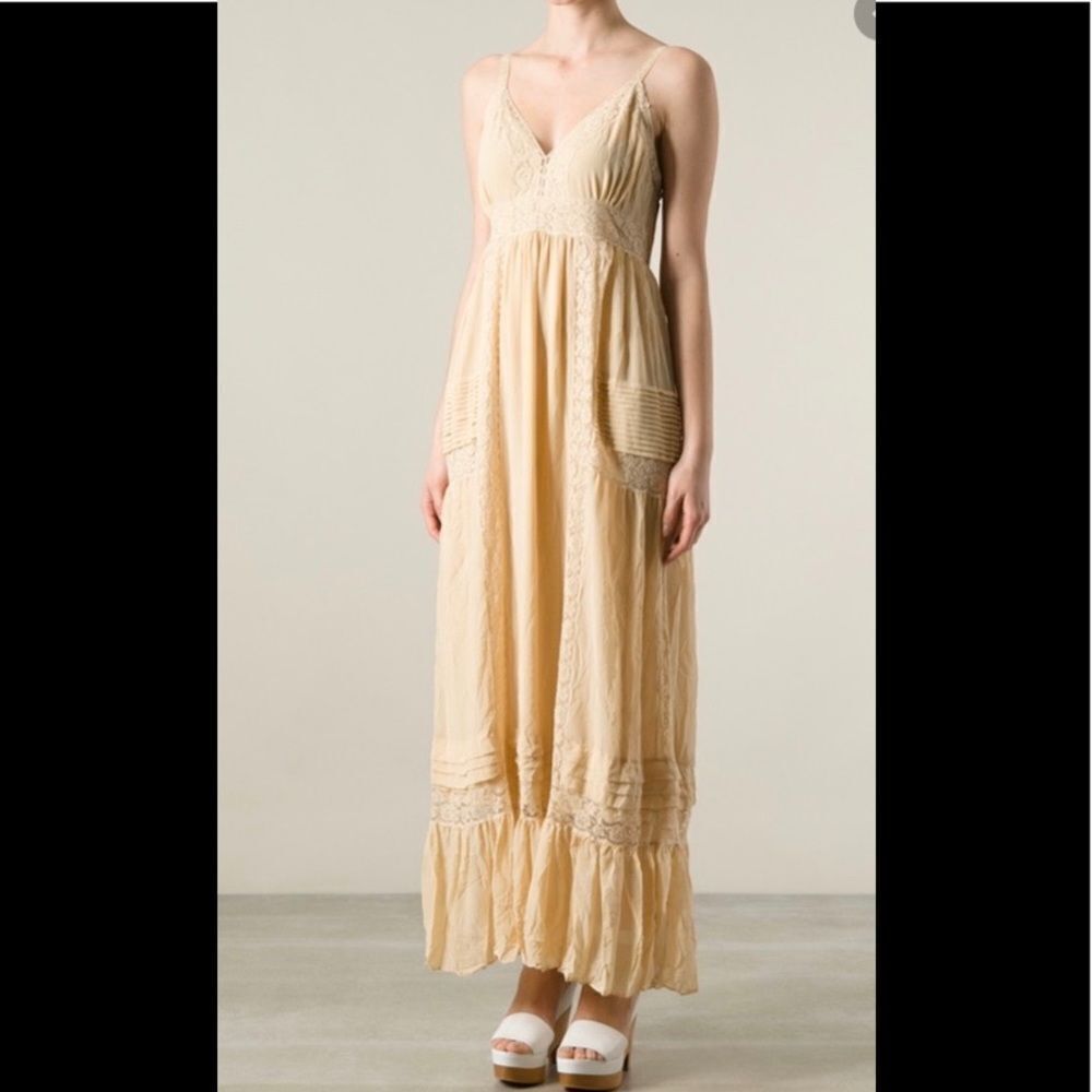 NEW Twin-Set By Simona Barbieri nude babydoll slip maxi dress M